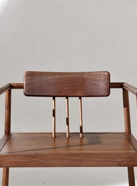 新中式实a木禅椅黑胡桃木圈椅简约现代官帽椅明式家具茶椅主椅