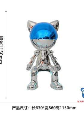 酒店样板间玄关大型雕塑售楼部网A红太空猫摆件创意人物装饰艺术