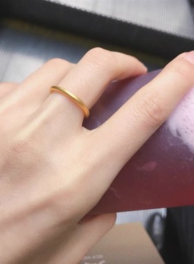 高保色 古法传承素圈戒指女情y侣对戒男女同款锡金光面情人节2毫