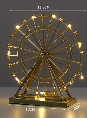 欧式复古铁艺做旧工艺摩天轮模型创意家居客厅酒柜装W饰品摆件摆