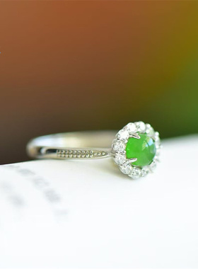 【团圆】和田玉开口戒指女微镶碧玉活口指环首饰送妈妈送闺蜜礼品