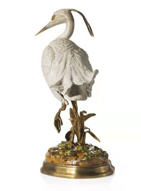 工艺品桌面客厅富贵艺术装饰仙鹤1摆台2摆件动物陶瓷欧式75手工