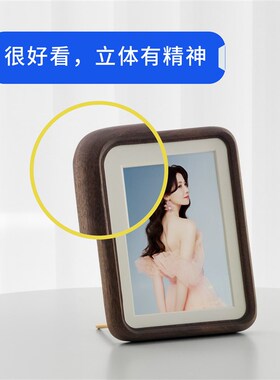 实木黑胡桃相框摆k台定制洗照片打印做成6寸8diy木质装裱简约