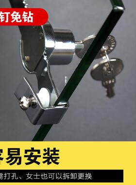 加厚玻璃门锁双门单门免开孔推拉门移门柜台锁橱窗锁锯齿锁展示柜