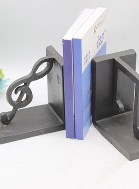 欧式铸铁乐符书挡家居复古手工摆件书房桌面办公书书立怀旧纪念品