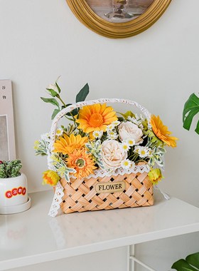 客厅摆件花家居饰品户外露营野餐花篮装饰电视柜酒柜书架开业礼物
