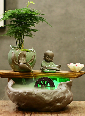 禅意家居流水风水轮招财摆件客厅茶桌装饰品财源滚滚喷泉创意礼品