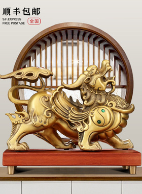招财铜貔貅摆件一对纯铜貔貅客厅聚财貔I恘玄关办公室装饰开业礼