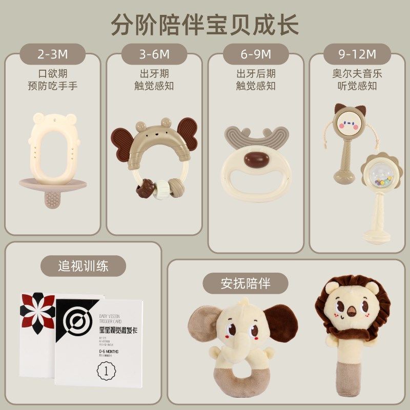 新生儿满月礼物手摇铃礼盒0到1周岁3月6可咬牙胶安抚宝宝婴儿玩具,淘宝优惠券,粉丝福利购,淘宝优惠卷