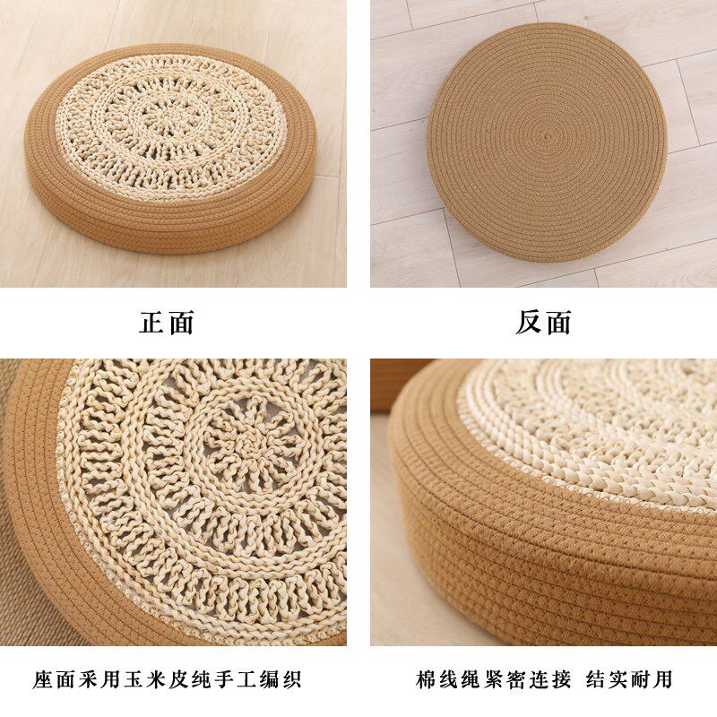 Corn husk bay window futon cushion ground straw Japanese meditation cushion balcony futon mat tatami straw mat