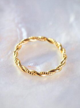 简约个性戒指摘褪色不经典洗可水洗不双层扭纹用法式指环女麻花手