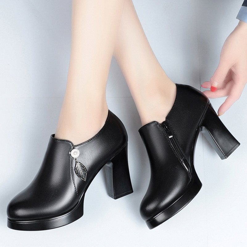 旗袍走秀鞋女高跟鞋不累脚厚底中年女士皮鞋妈妈深口单鞋真皮女鞋,淘宝优惠券,粉丝福利购,淘宝优惠卷