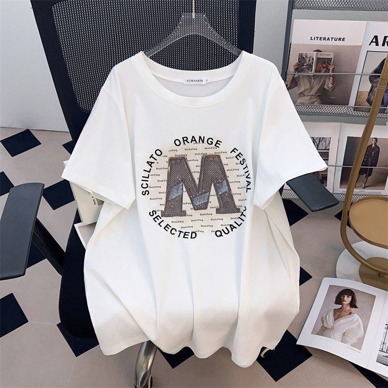 200斤纯棉大版短袖t恤女圆领350夏季特大码胖MM宽松遮肚休闲上衣,淘宝优惠券,粉丝福利购,淘宝优惠卷