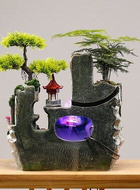 假山流水喷泉客厅循环水招财风水轮办公室生财桌面装饰品水景摆件