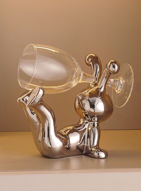 创意兔子红酒架摆件轻奢电视柜酒柜装饰家居摆设客厅餐边柜酒杯托