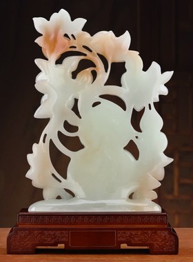 玉石五福临门招财葫芦摆件客厅酒柜电视柜乔迁新居礼品装饰品