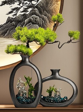 节节高升花瓶摆件新中式客厅玄关酒柜电视柜装饰品摆设博古架高档