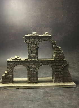 冬官手作 水泥鱼缸造景石个性摆件活石废墟残墙建筑W物房子装饰品