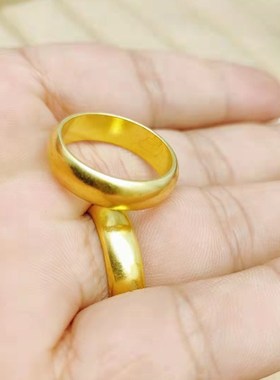 纯黄铜光面戒指圈圈 死口手工闭口指H环古法男女情侣对戒日韩圆形