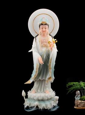 西方三圣摆件玉石佛像观音阿弥陀佛大势至家用客厅佛堂玄关摆件