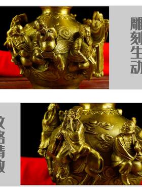黄铜葫芦桌面摆件适用客厅家居风水装饰 新古典铜质工艺品手工开