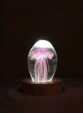 水母琉璃摆件工艺品山东淄博周边渐变海洋水晶球发光装饰品治愈系