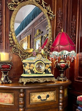 一等品 超级重工 铜配瓷法式壁炉摆件欧式别墅美式高奢华装饰座钟