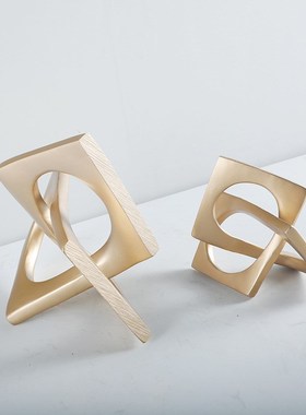 极简现代轻奢几何环形摆件样板间酒店书房客厅玄关桌面装饰品