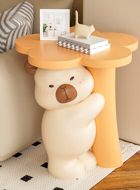 卡皮巴拉边几客i厅落地摆件沙发床头旁乔迁新居礼物可爱卡通茶几