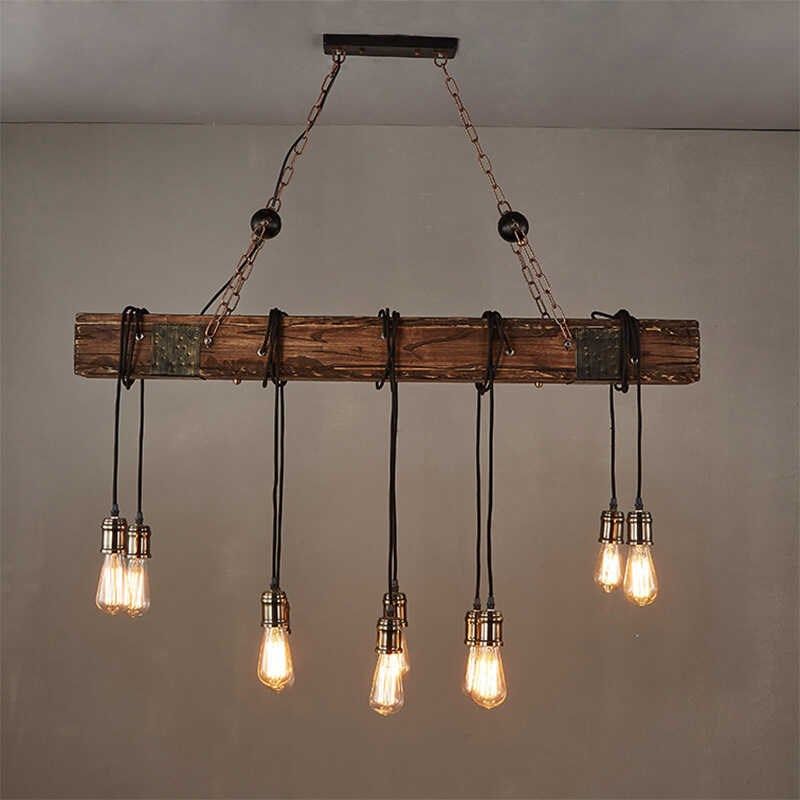 复古怀旧工业风酒吧台餐厅咖啡实木吊灯个性创意装饰多头木头灯具,淘宝优惠券,粉丝福利购,淘宝优惠卷