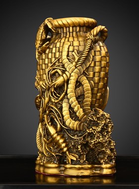 全铜包罗金财摆件家居客厅装饰店铺开业礼品螃蟹龙虾鱼篓八方来财