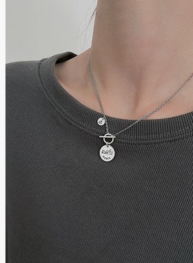饰悟银饰复古圆片项链轻奢小众设计感夏锁骨轻奢项链2021年新款女