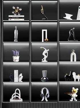 高级感装饰品摆件轻奢小众开放格壁龛艺术软装客厅酒柜电视柜摆设