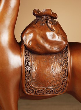 纯手工紫铜鹿摆件福袋站鹿柜台店铺客厅室内桌面博古架工艺装饰品