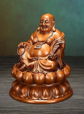 新 紫铜摆件《坐莲弥勒》家居饰品工艺品 客厅办公桌装饰品
