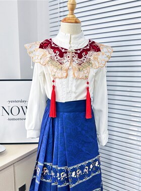 马面裙配饰云肩敬酒复古披肩毕业学士服刺绣流苏假领国风汉服斗篷