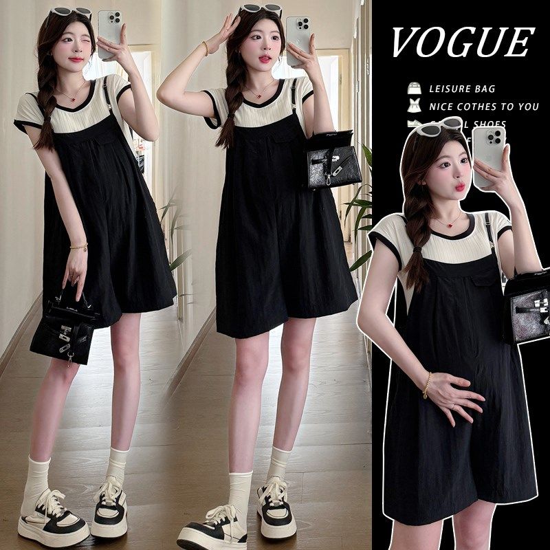 孕妇装夏装短袖上衣夏季背带短裤2025新款孕妇套装时尚两件套潮妈,淘宝优惠券,粉丝福利购,淘宝优惠卷