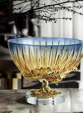 现代轻奢生活艺术花瓶玻璃果盘高档创意储物罐客厅电视柜餐桌摆件