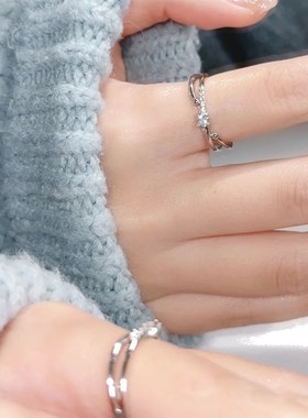 璀璨星河火星轨迹超闪皓石戒指高级轻奢小众百搭设计感开口可调节