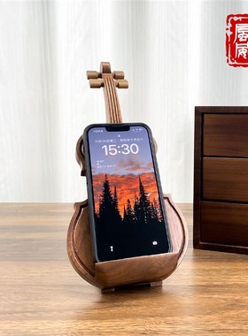 海风威胡桃木琵琶摆件国风文创乐器手机平板桌面支架生日礼物高档