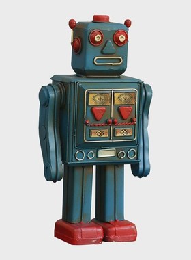 复古摆件怀旧铁艺留声机机器人模型酒吧餐厅店铺商场电视柜装饰品