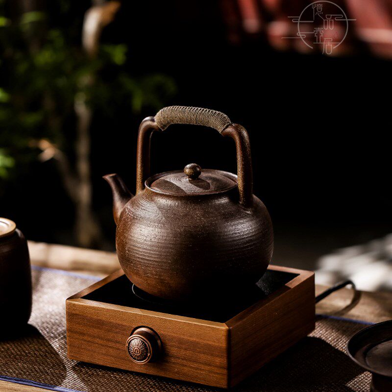 Walnut stove intelligent electric ceramic stove silent tea solid wood tea stove iron P kettle glass tea stove tea set