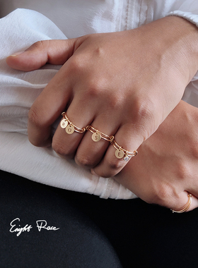 永夜蔷薇/字母戒指 你的名字定制 14k包金个性可调节指环不掉色