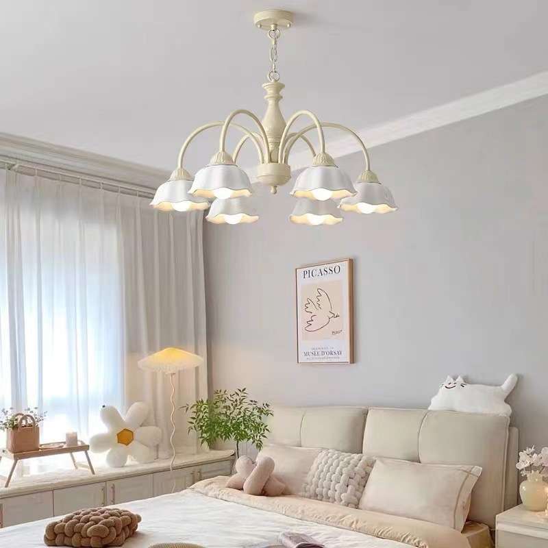 创意主卧室餐厅灯田园清新花朵北欧系灯具法式复古奶油风客厅吊灯 - 图0
