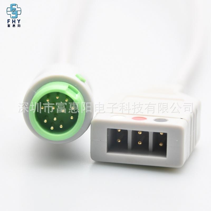 厂家直销心电导联线T5/D6/IPM8/UMEC8/IMEC10监护仪3导心电主电缆 - 图2
