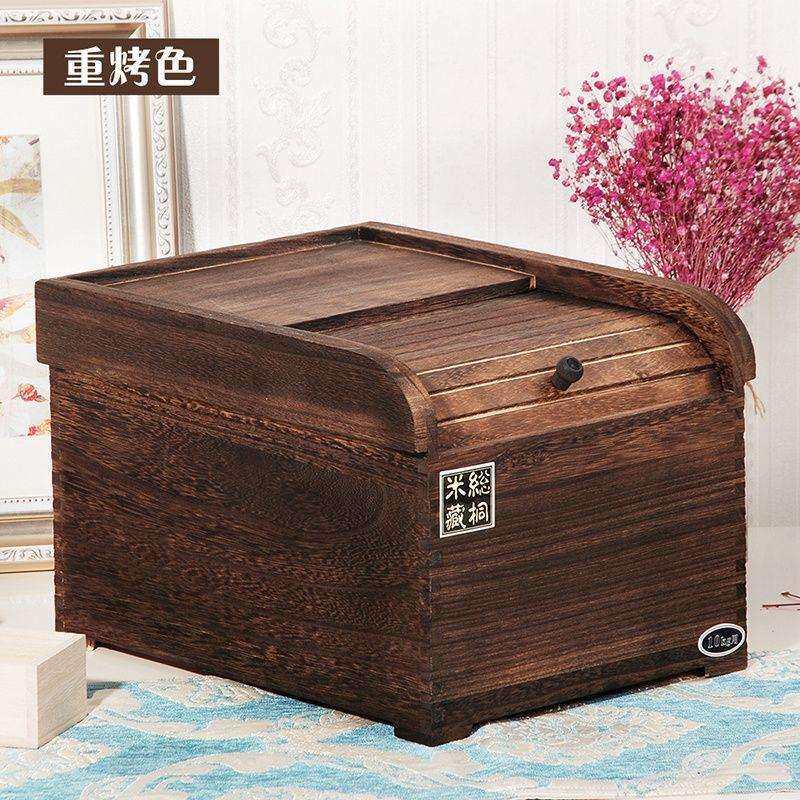 实木米箱装米桶盒子储粮面箱盛米缸10斤20斤30斤40斤家用防虫密封 - 图3
