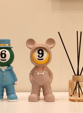 卡通黑八台球厅俱乐部玄关装饰创B意摆件台球小子店铺开业礼物摆