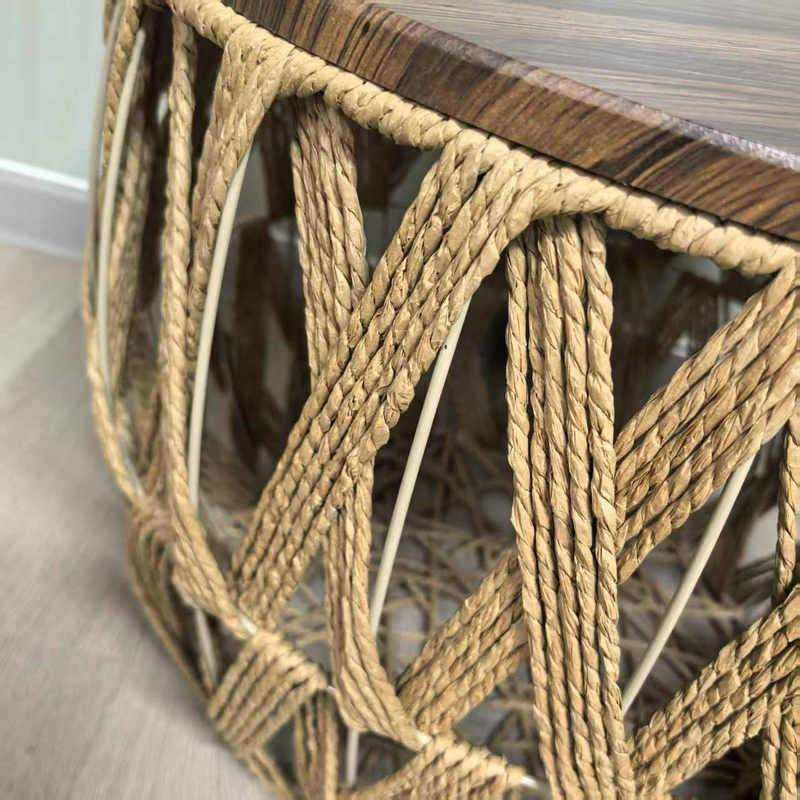 跨境木质编织桌子 藤编客厅茶几阳台茶桌草编桌子厂家,淘宝优惠券,粉丝福利购,淘宝优惠卷