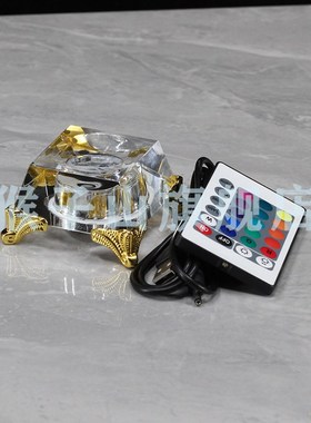 发光底座插电充电白m黄光七彩变色定色客厅书房摆放黄水晶球托凹