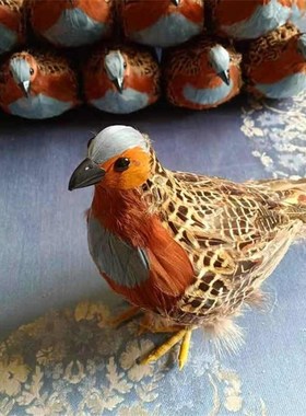 .新款竹鸡假媒竹鸡模型园林竹鸡户G外竹鸡摆件室外羽毛竹鸡假